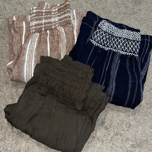 Trio of Size Small Cargo Linen Wide Leg Pants